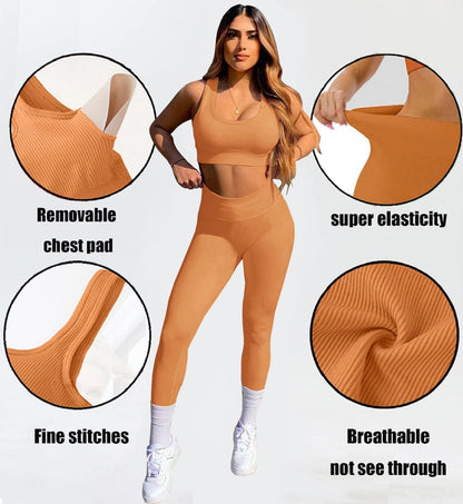 Workout Sets for Women Two Piece Sexy Summer Sports Bra and Crossover Shorts Matching Workout Set