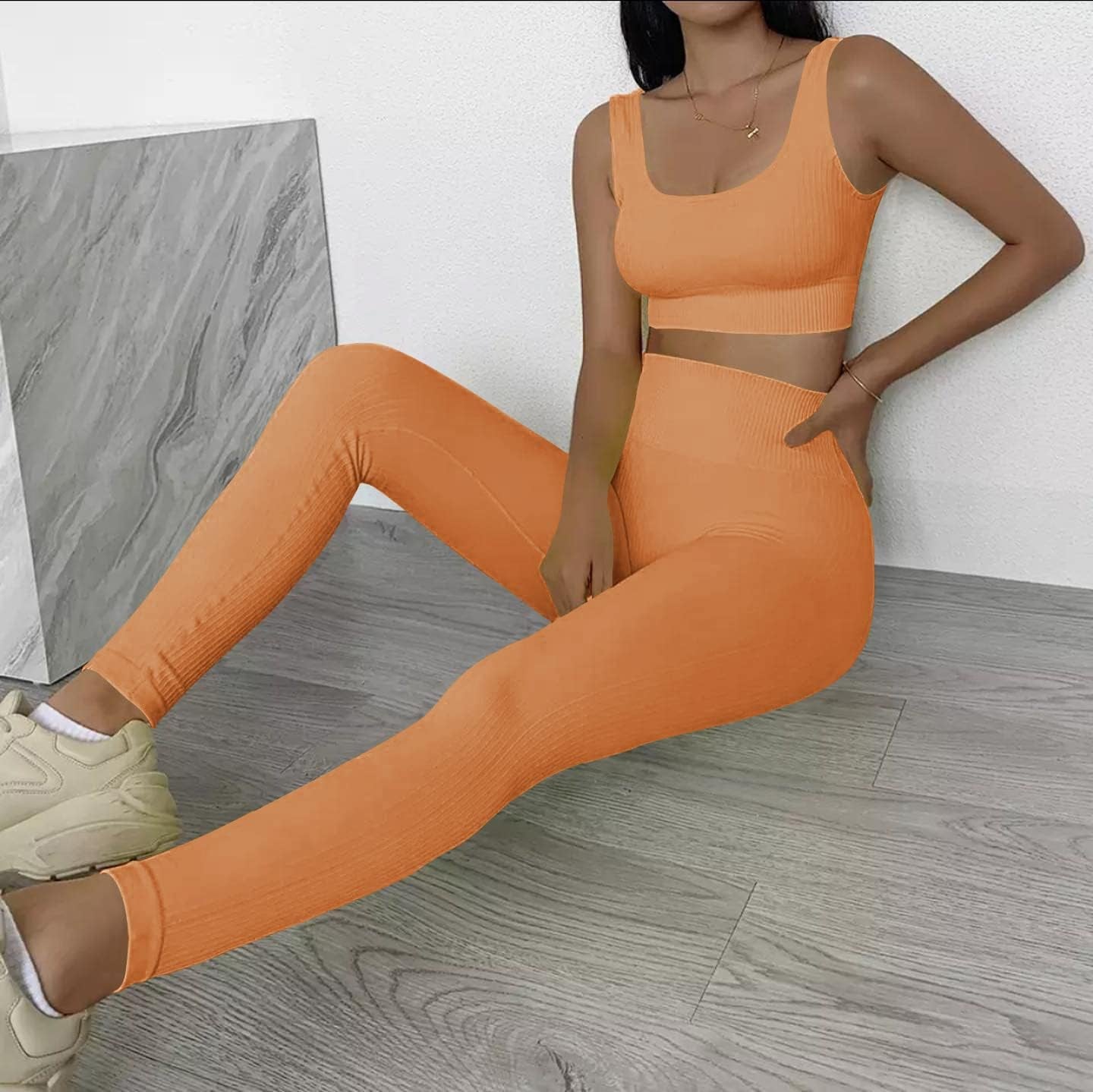 Workout Sets for Women Two Piece Sexy Summer Sports Bra and Crossover Shorts Matching Workout Set