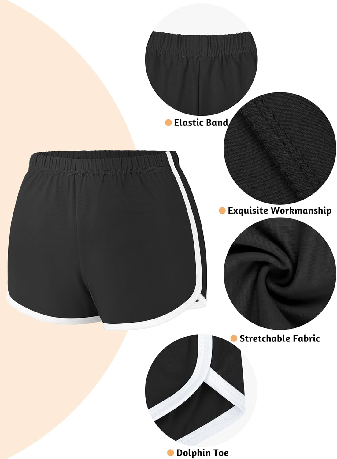 4 Pack Yoga Short Pants Cotton Sports Shorts Gym Dance Lounge Shorts Dolphin Running Athletic Shorts for Women